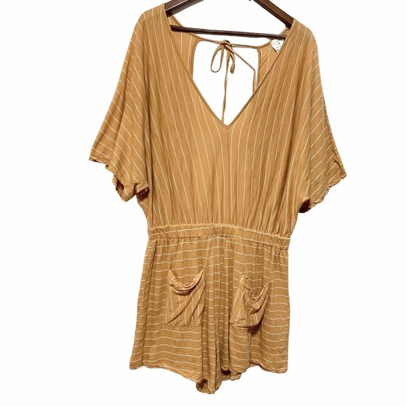 By Together Romper Yellow White Striped Size Large - Picture 3 of 12